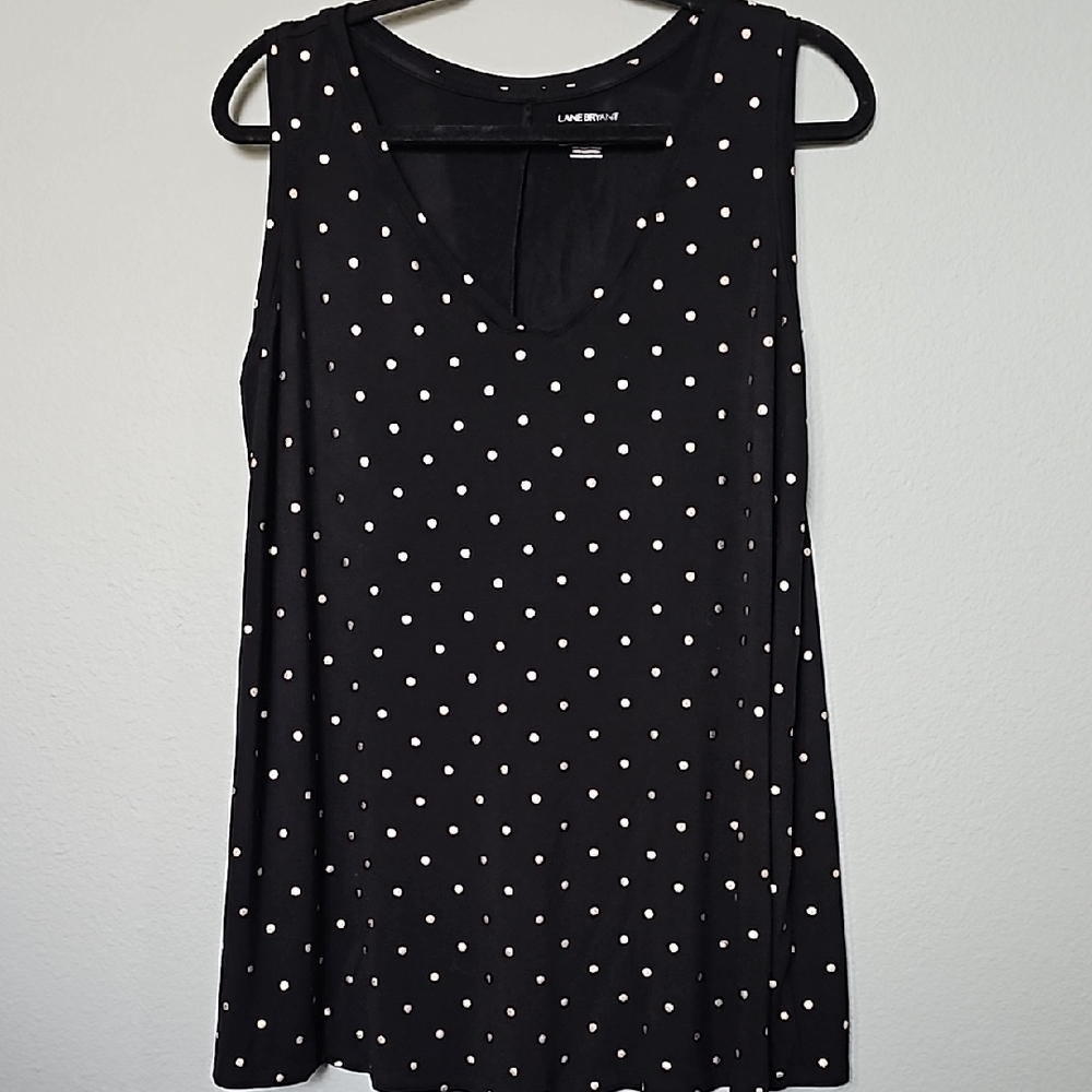 Lane Bryant Witchy Casual Comfy V Neck Swing Polka Dot Tank 14/16